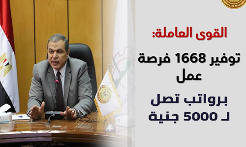 وظائف وزارة القوي العاملة لجميع المؤهلات بمرتبات تصل إلى 5000جنيها في مختلف المحافظات